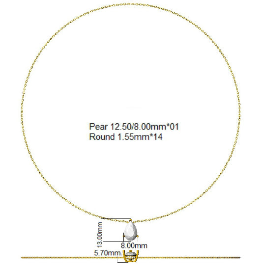 9ct White Gold Pear Lab Grown Diamond Necklace 2