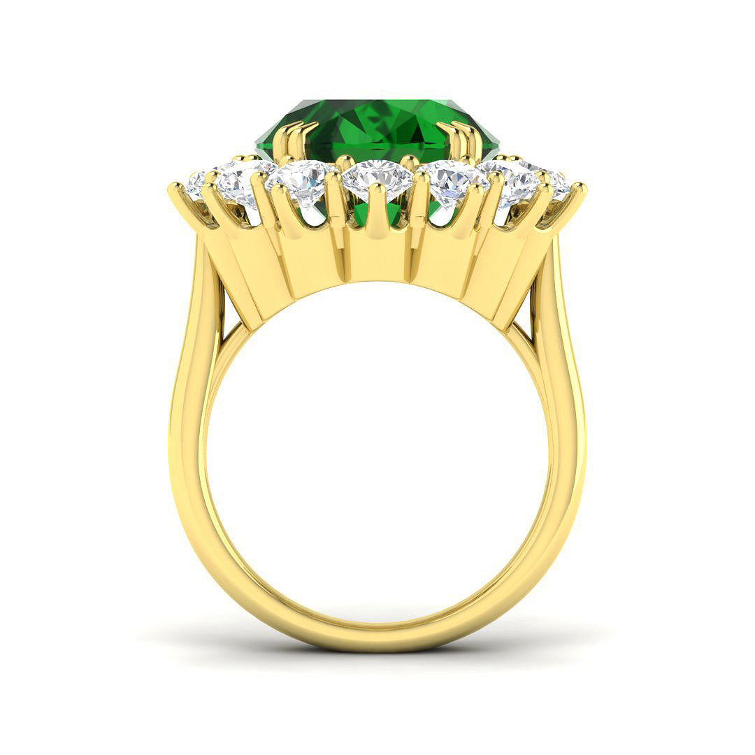 18ct Yellow Gold Oval Emerald and Diamond Ring 2