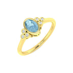 9ct Yellow Gold Oval Aquamarine and Diamond Ring 1