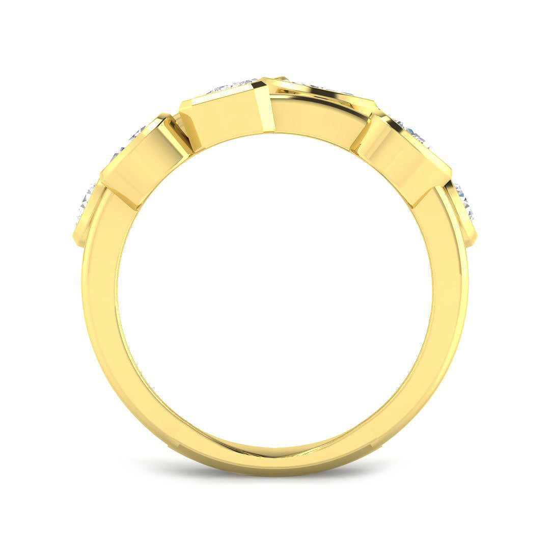 9ct Yellow Gold Emerald Cut and Marquise and Oval and Pear Diamond Ring 2