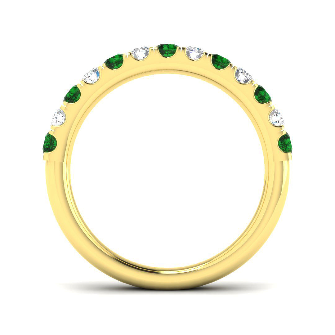 9ct Yellow Gold Round Emerald and Diamond Ring 2