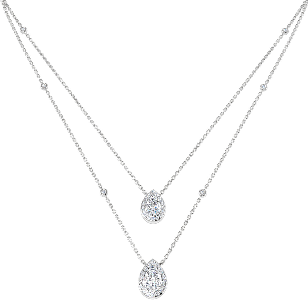 18ct White Gold Pear Lab Grown Diamond Necklace 1