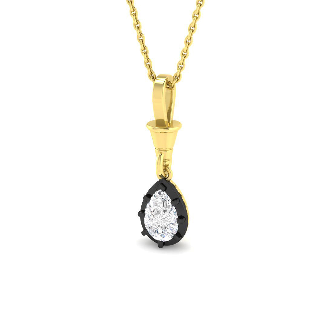 9ct Yellow Gold Pear Lab Grown Diamond Pendant 1