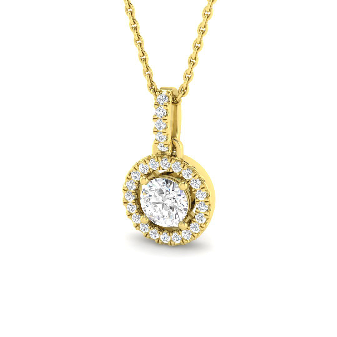 9ct Yellow Gold Round Lab Grown Diamond Pendant 1