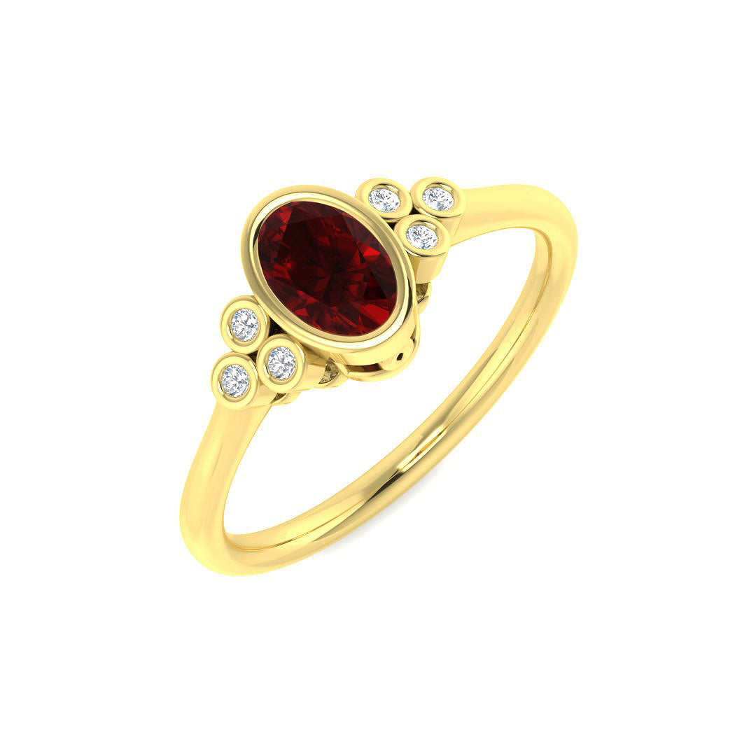 9ct Yellow Gold Oval Ruby and Diamond Ring 1