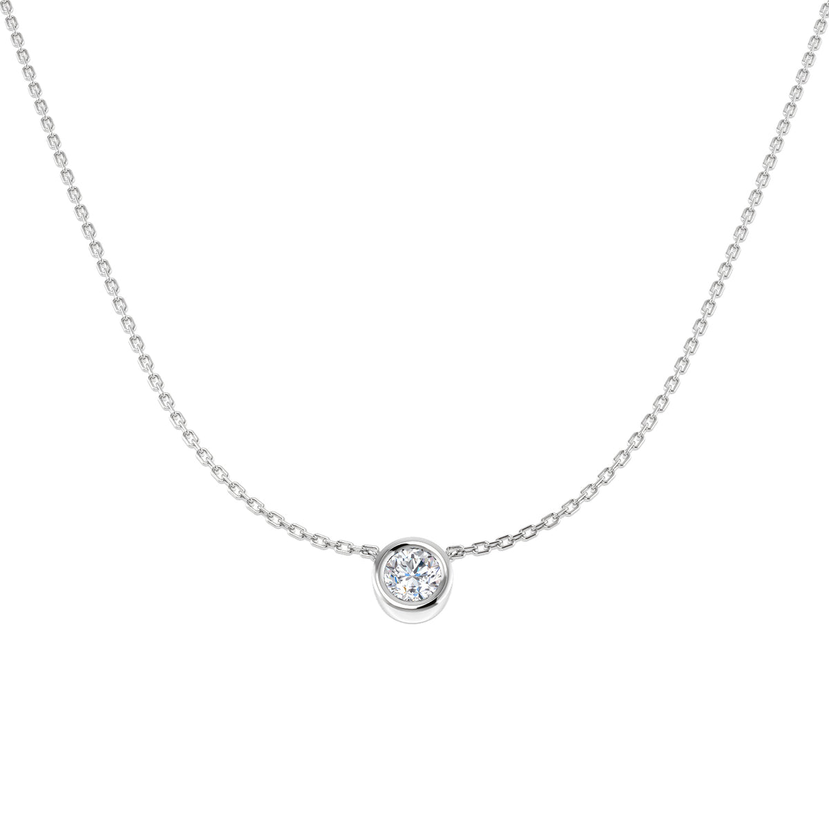 9ct White Gold Round Lab Grown Diamond Necklace 1