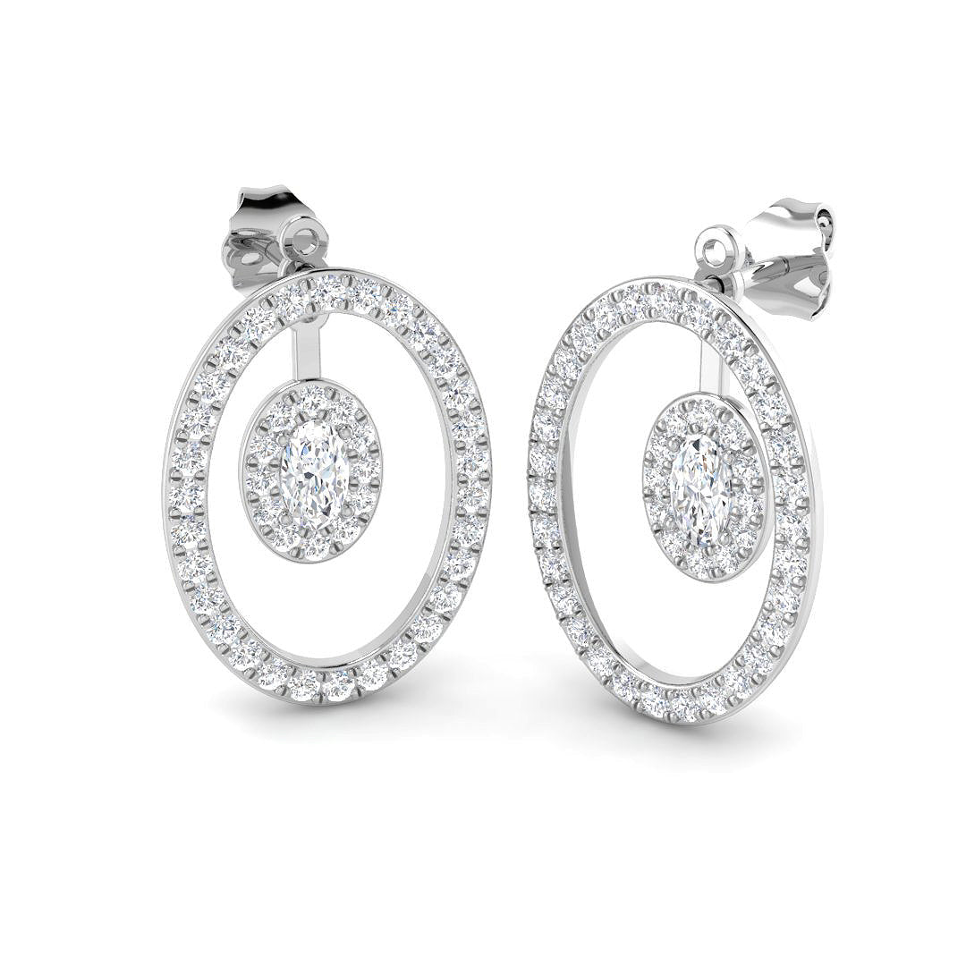 9ct White Gold Oval Lab Grown Diamond Earrings 1