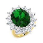 9ct Two Tone Oval Emerald and Diamond Ring 1