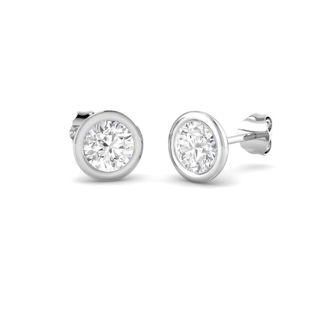 18ct White Gold Round Lab Grown Diamond Earrings 1