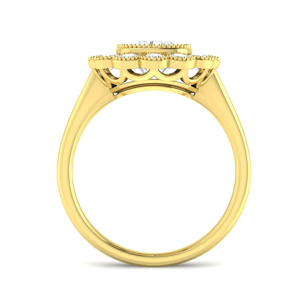 9ct Yellow Gold Cushion Cvd Old Cut Ring 2