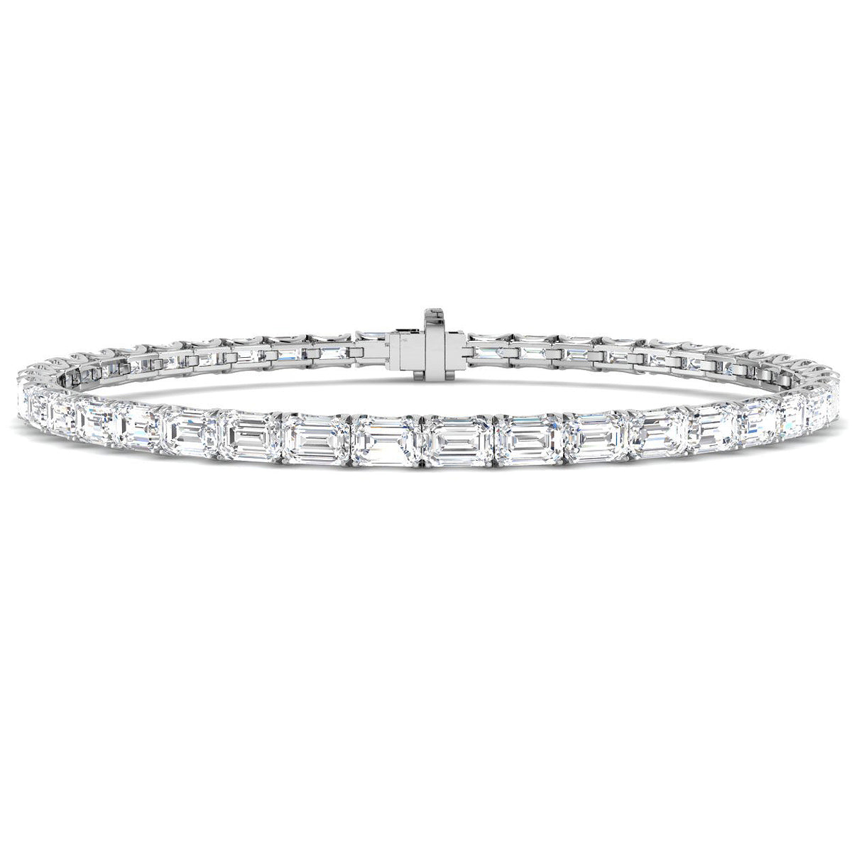 9ct White Gold Emerald Cut Lab Grown Diamond Bracelet 1