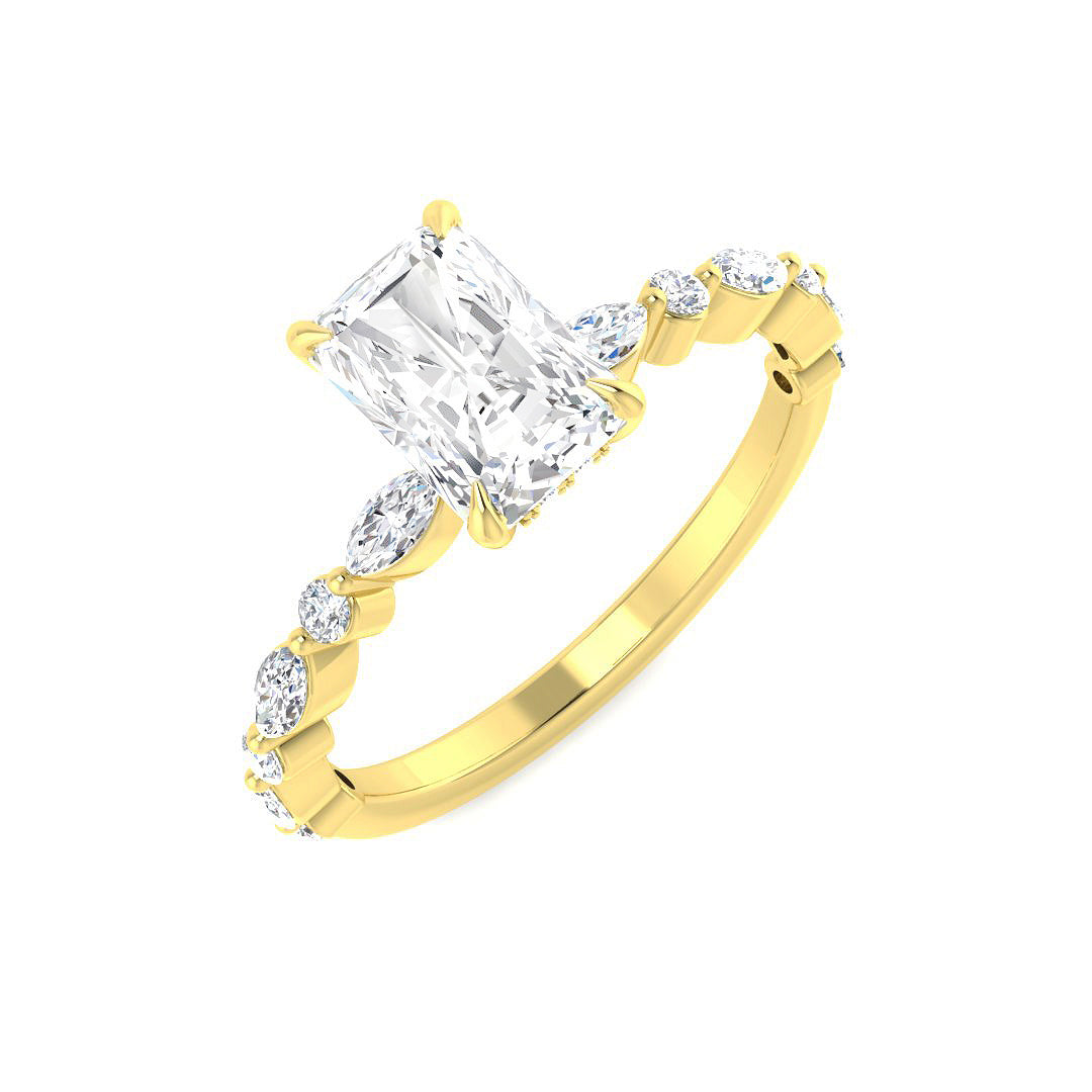 9ct Yellow Gold Marquise and Radiant Lab Grown Diamond Ring 1
