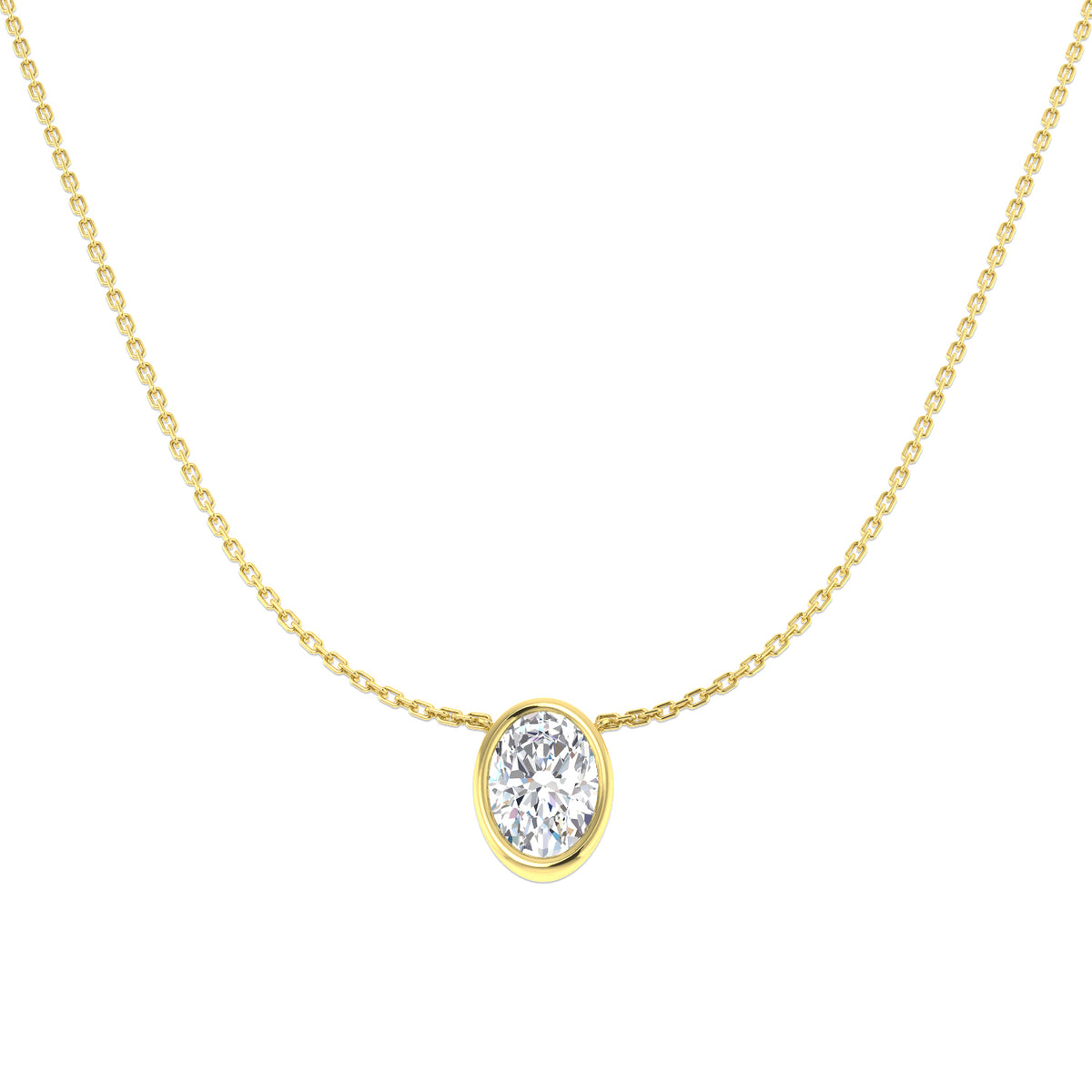 9ct Yellow Gold Oval Lab Grown Diamond Necklace 1