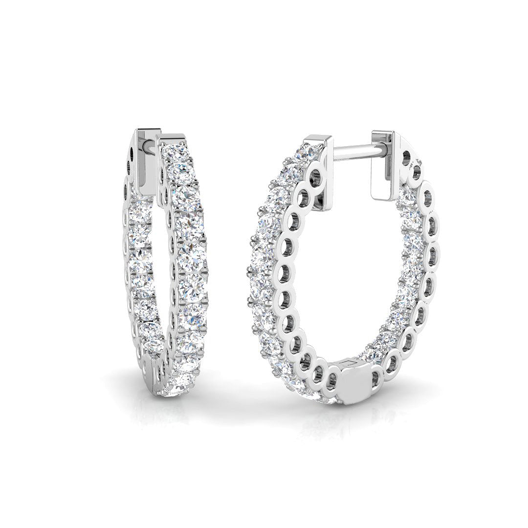 9ct White Gold Round Lab Grown Diamond Earrings 1
