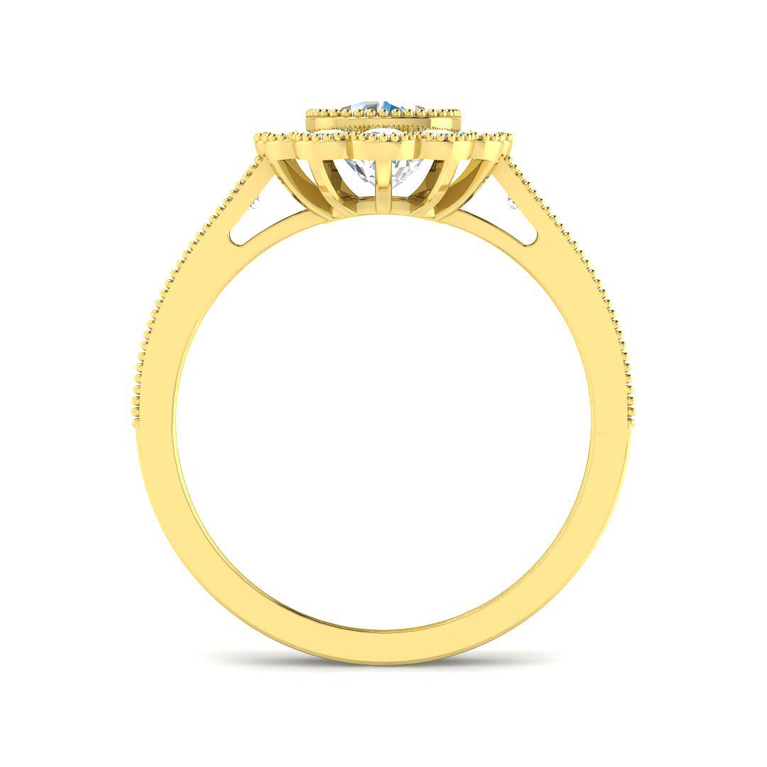 9ct Yellow Gold Cushion Diamond Ring 2