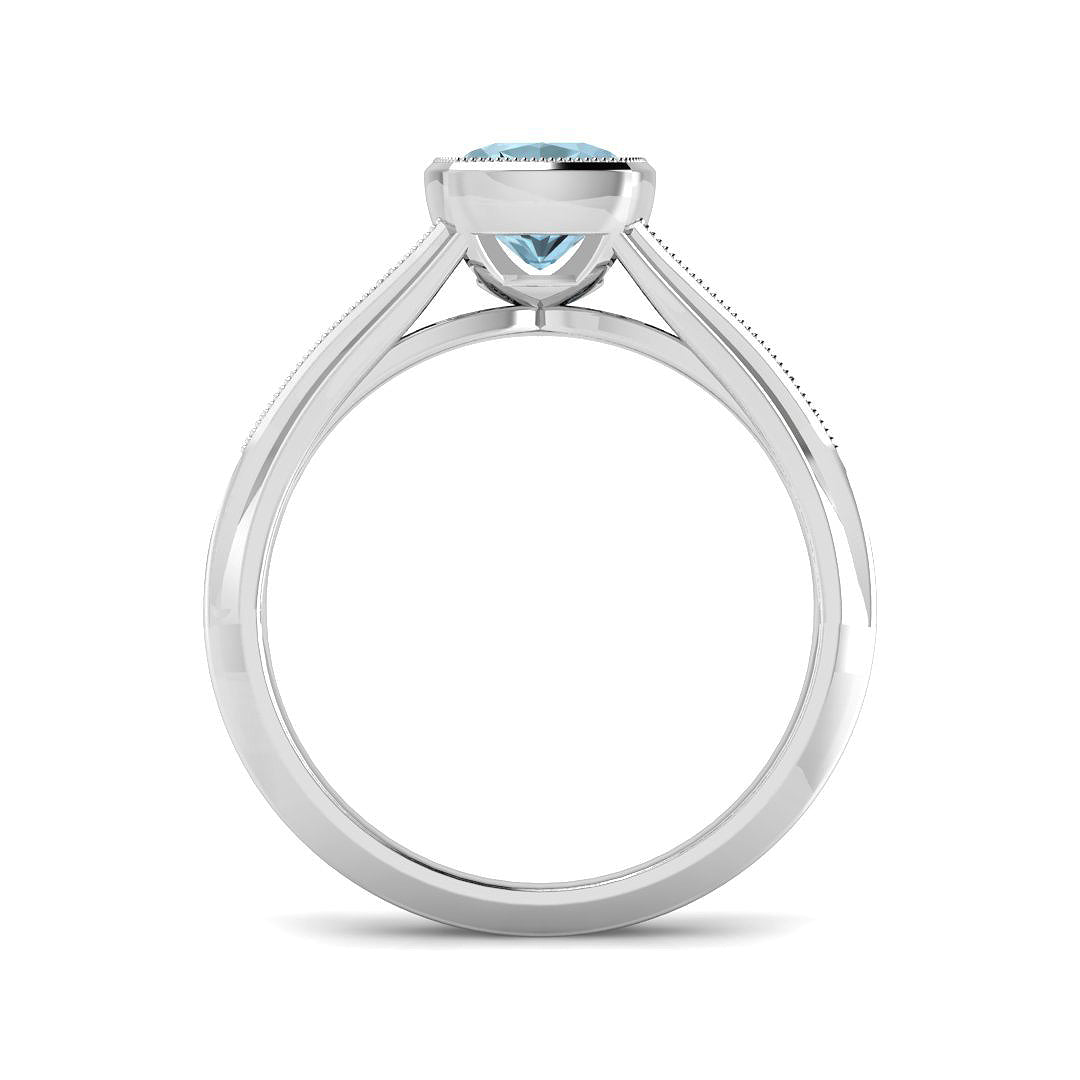 9ct White Gold Baguette and Cushion Aquamarine and Diamond Ring 2