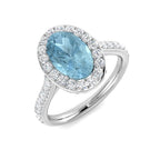 9ct White Gold Oval Aquamarine and Diamond Ring 1