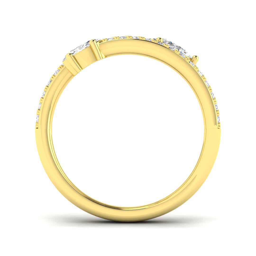 9ct Yellow Gold Oval and Pear Lab Grown Diamond Ring 2