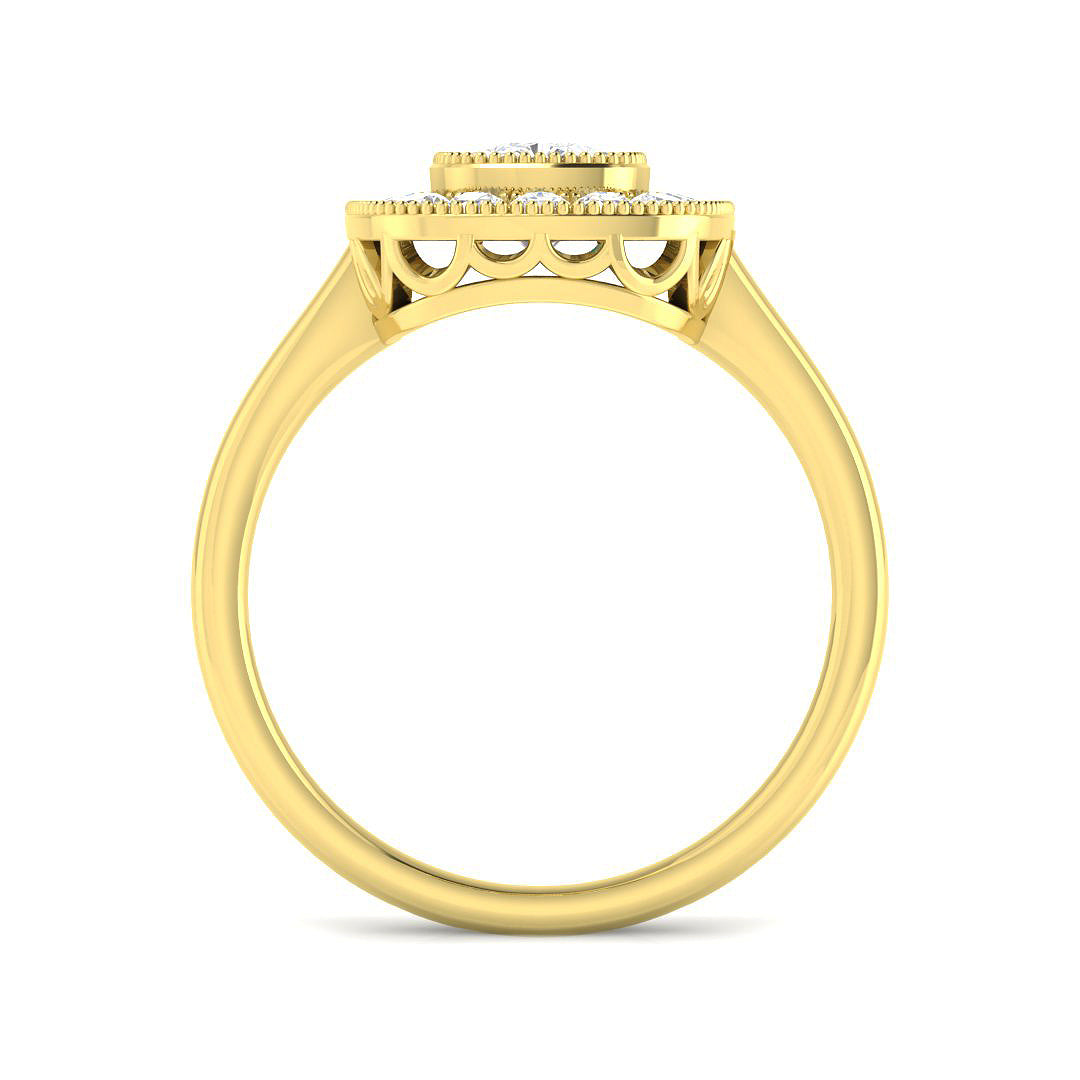9ct Yellow Gold Cushion Cvd Old Cut Ring 2