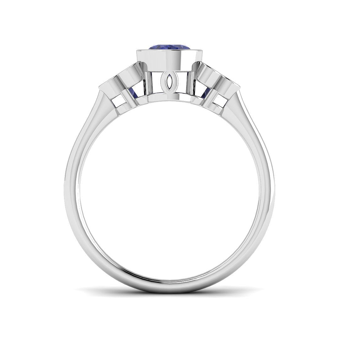 9ct White Gold Oval Tanzanite and Diamond Ring 2