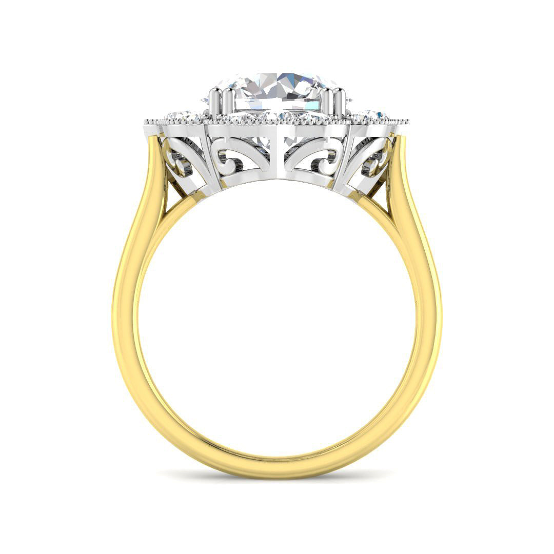9ct Two Tone Round Cvd Old Cut Ring 2