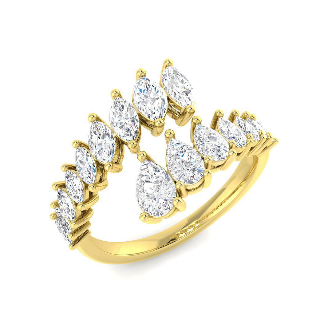9ct Yellow Gold Marquise and Pear Lab Grown Diamond Ring 1