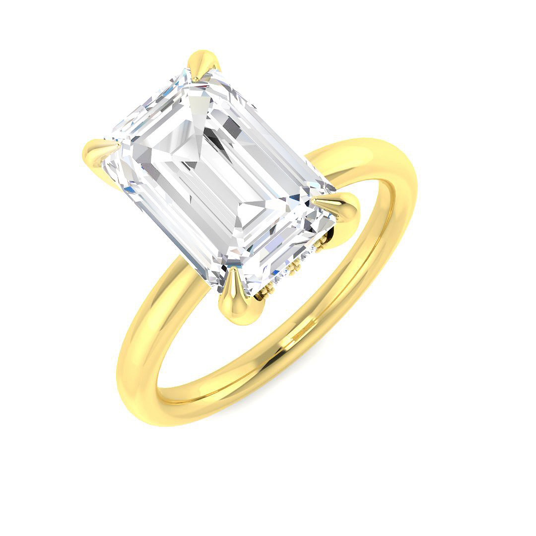 18ct Yellow Gold Emerald Cut Lab Grown Diamond Ring 1