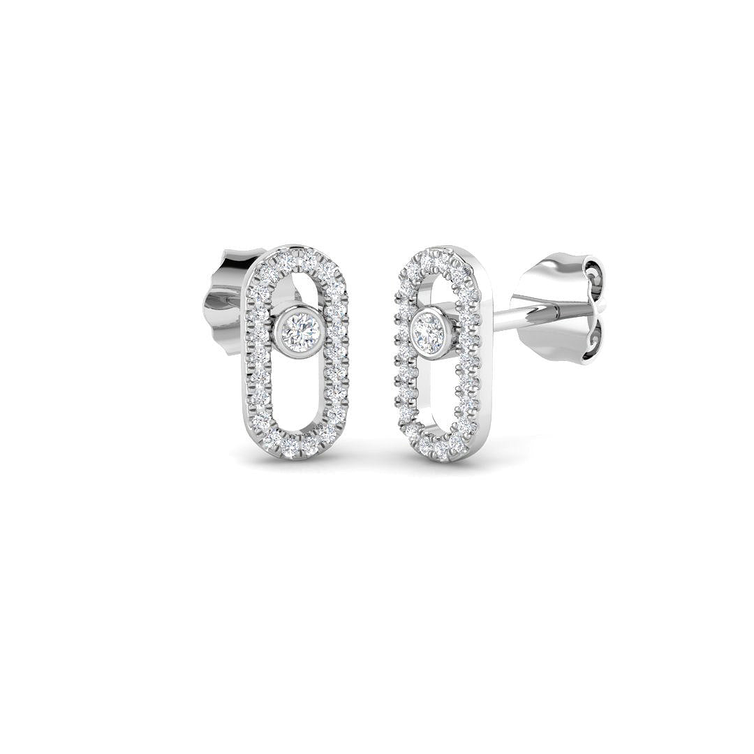 9ct White Gold Round Lab Grown Diamond Earrings 1