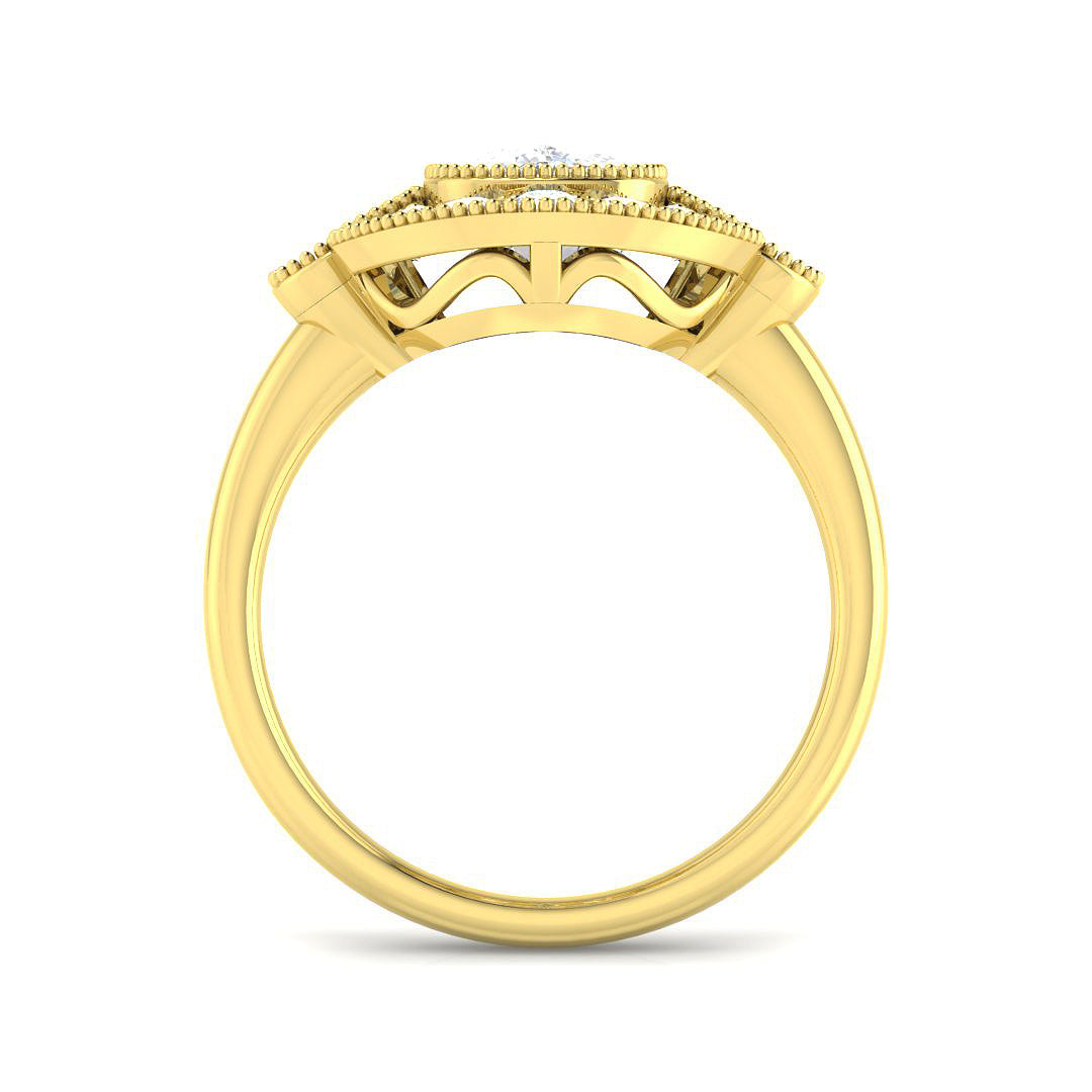 9ct Yellow Gold Cushion Cvd Old Cut Ring 2