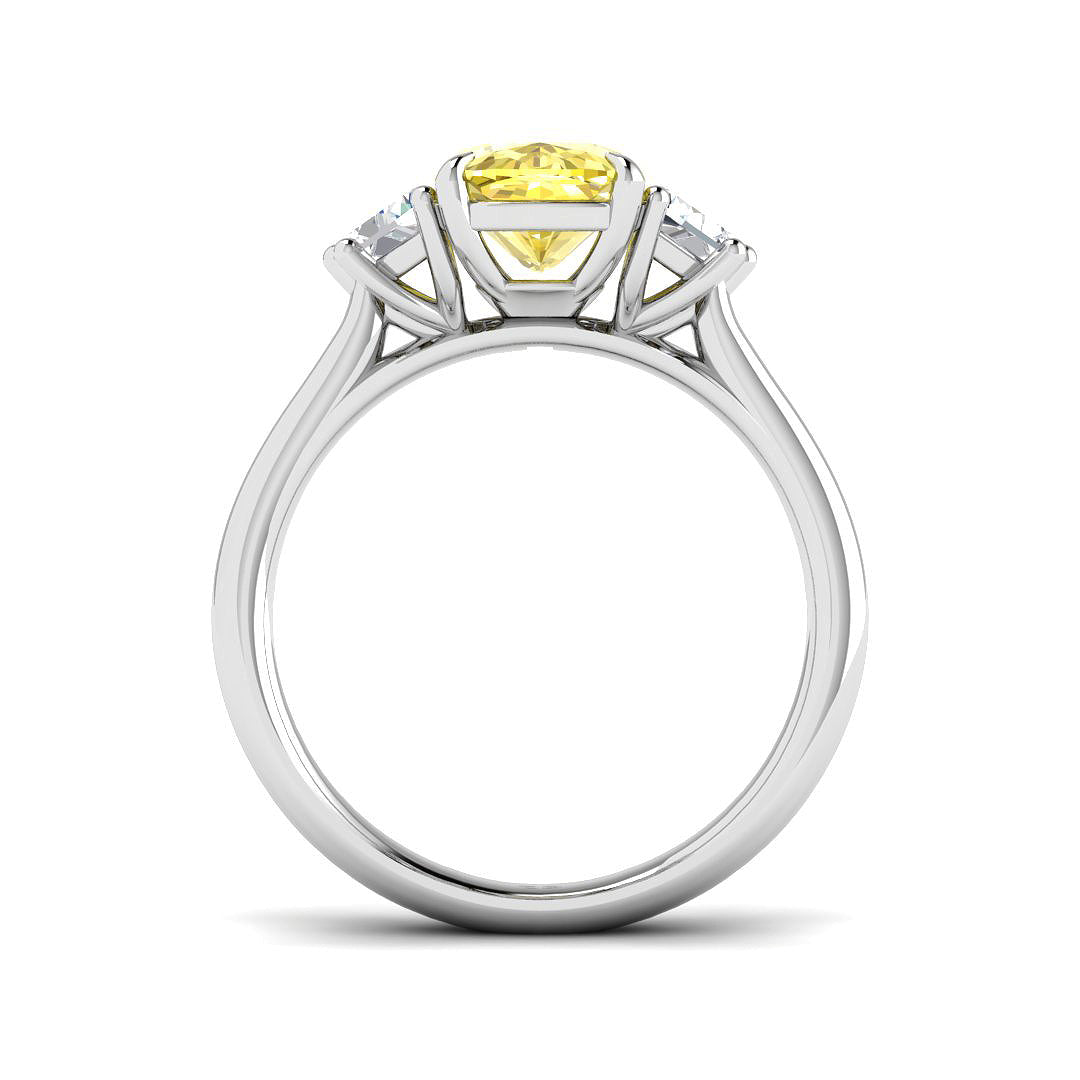9ct White Gold Cadillac and Cushion Lab Grown Diamond and Lab Yellow Diamond Ring 2