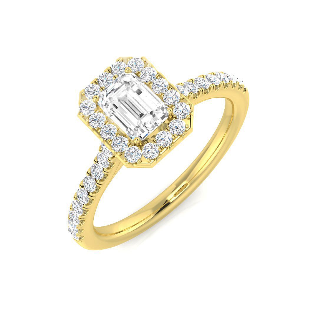 9ct Yellow Gold Emerald Cut Lab Grown Diamond Ring 1