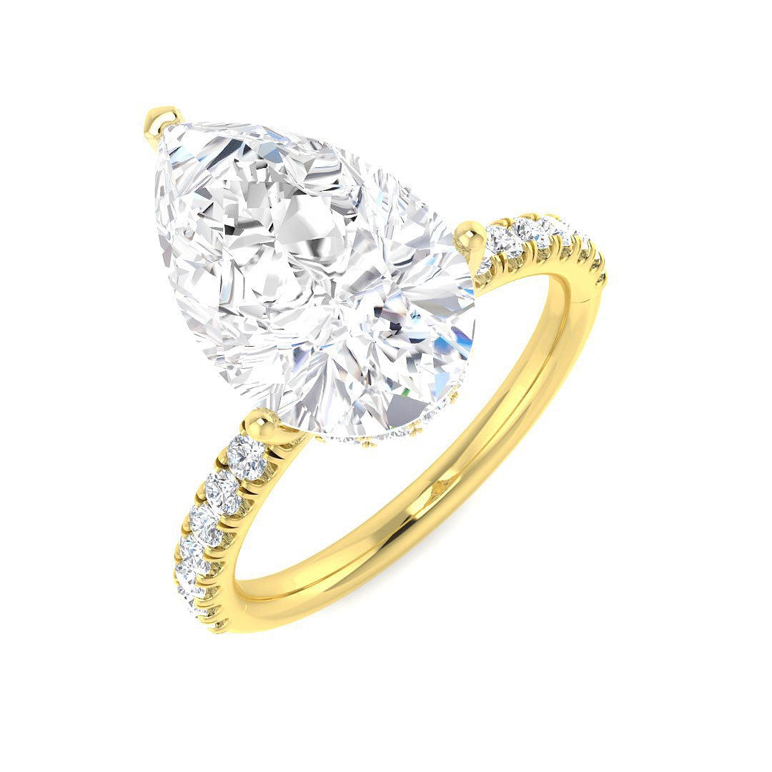 9ct Yellow Gold Pear Lab Grown Diamond Ring 1