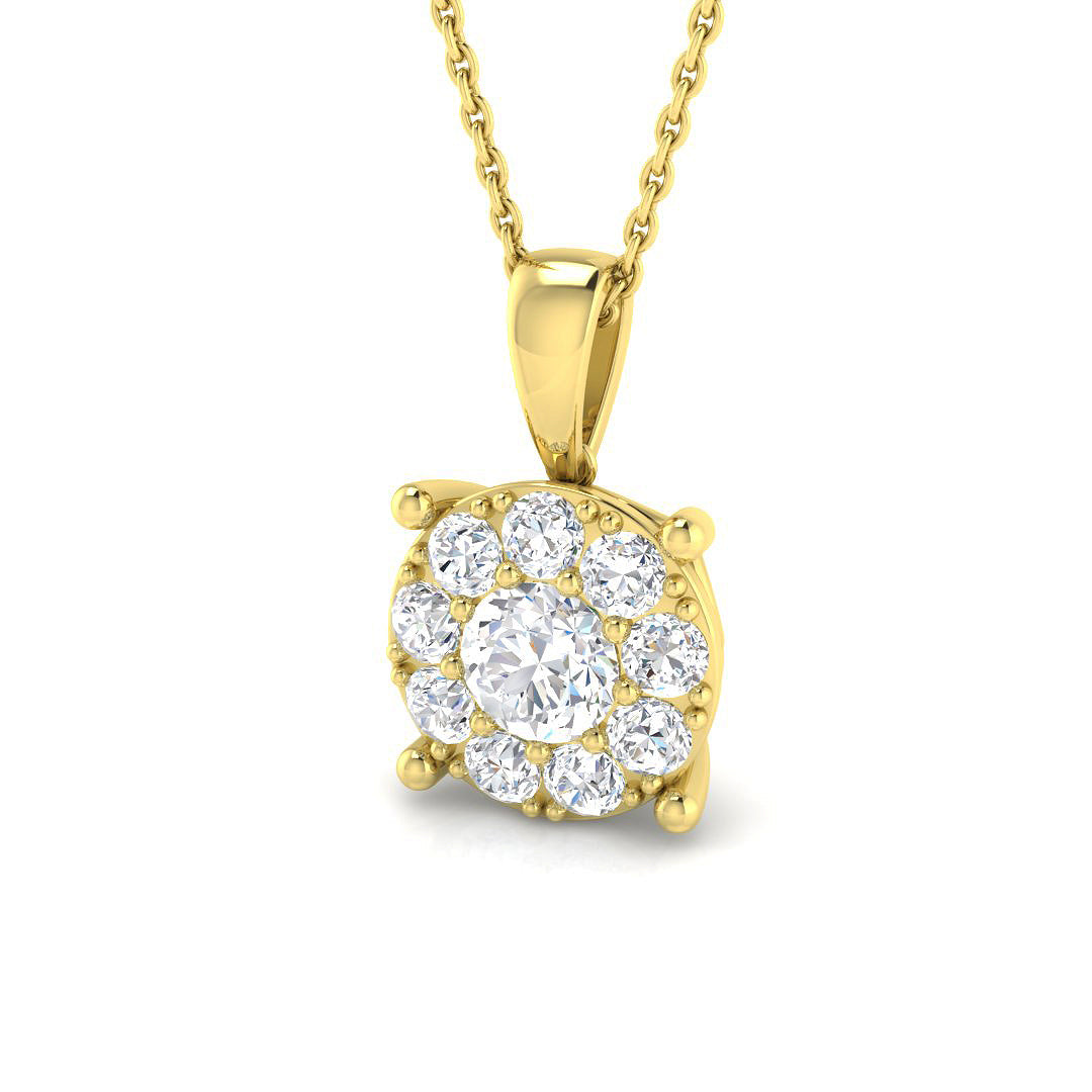 9ct Yellow Gold Round Lab Grown Diamond Pendant 1