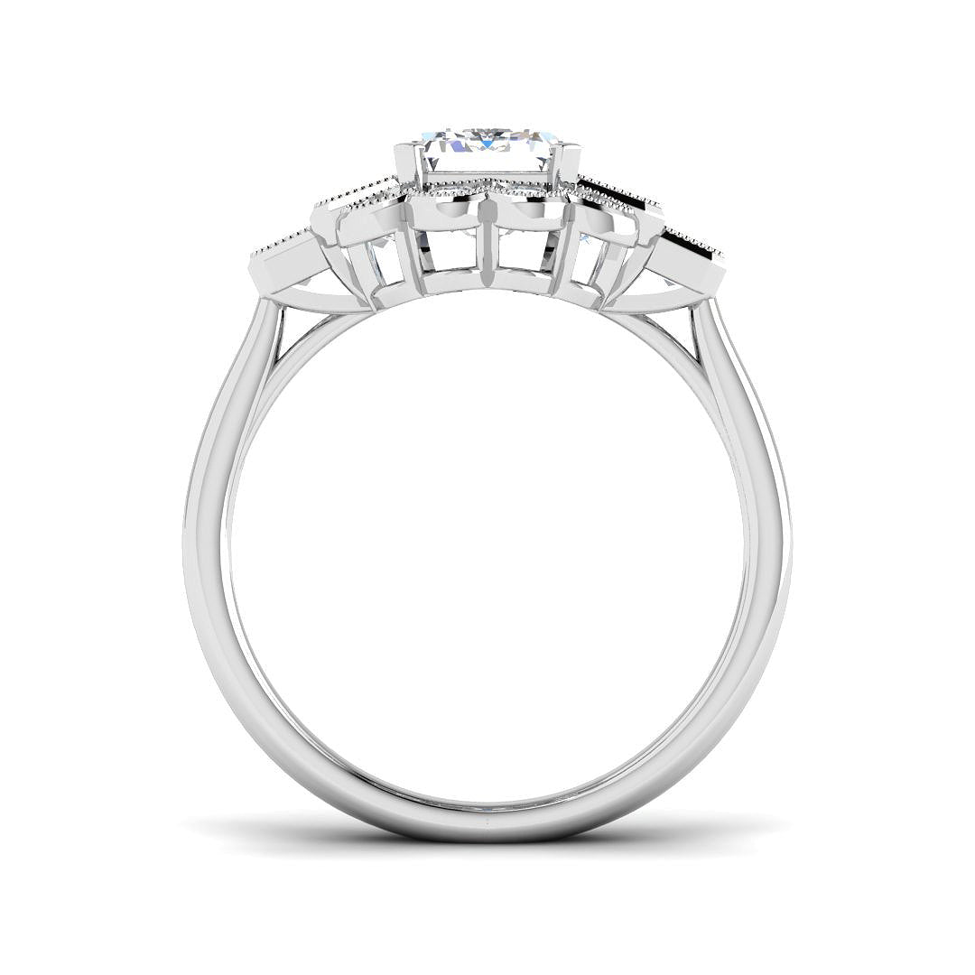 9ct White Gold Emerald Cut Lab Grown Diamond Ring 2