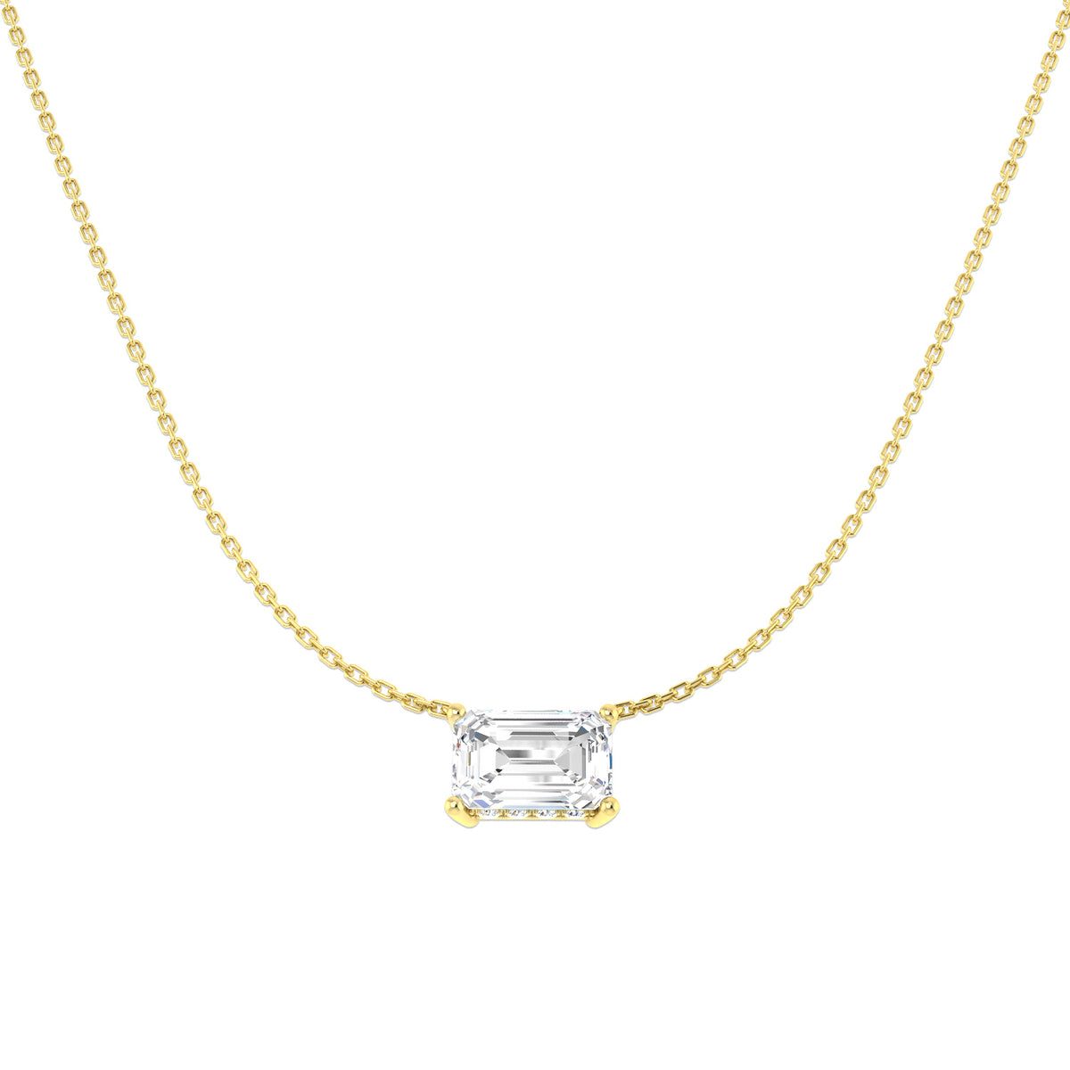 9ct Yellow Gold Emerald Cut Lab Grown Diamond Necklace 1