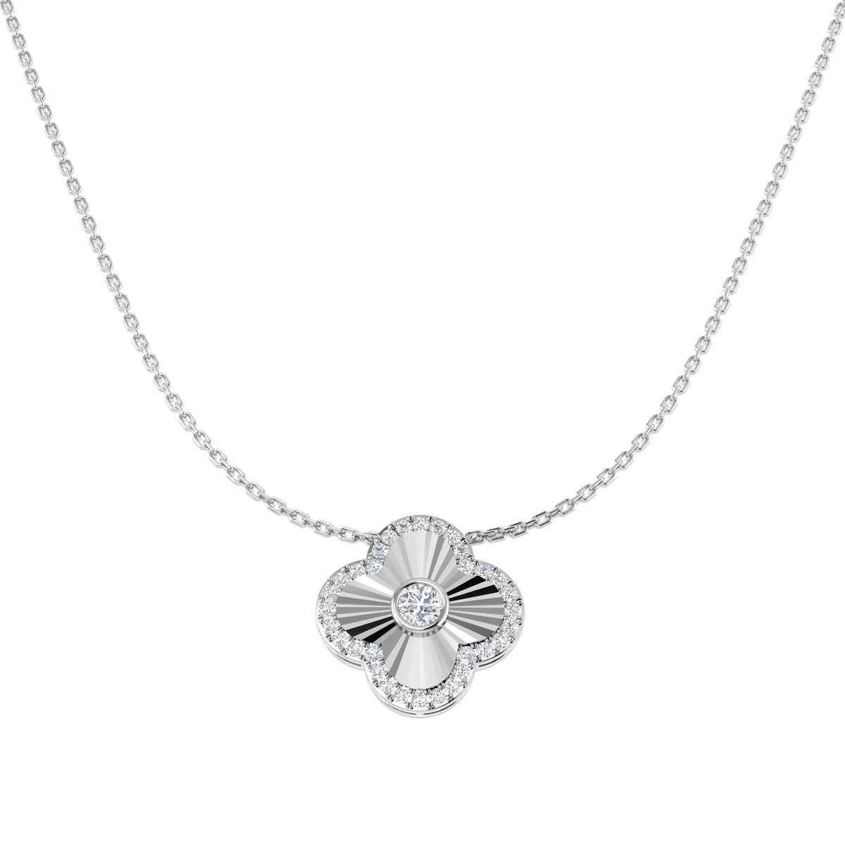 9ct White Gold Round Lab Grown Diamond Necklace 1