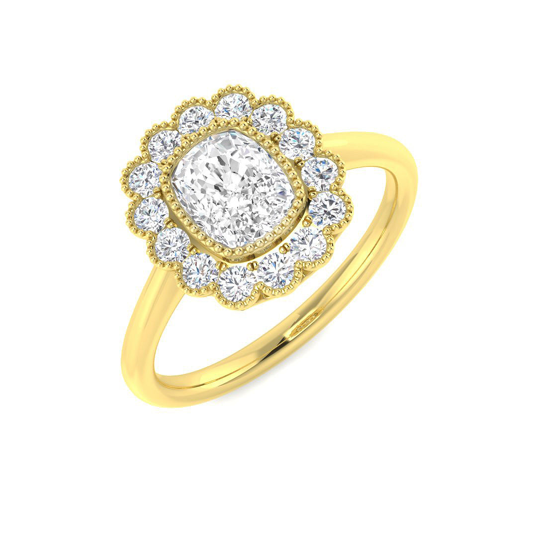 9ct Yellow Gold Cushion Diamond Ring 1