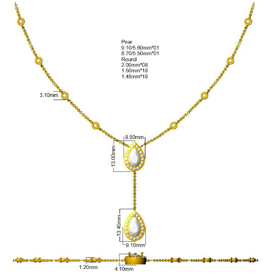 9ct Yellow Gold Pear Lab Grown Diamond Necklace 2