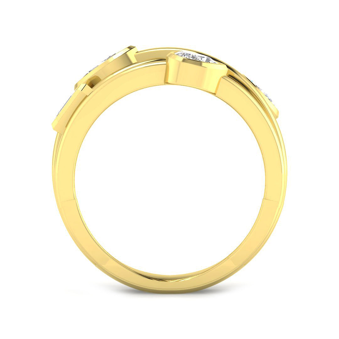 9ct Yellow Gold Emerald Cut and Marquise and Oval and Pear Diamond Ring 2
