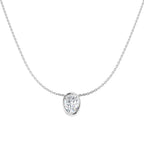 9ct White Gold Oval Lab Grown Diamond Necklace 1