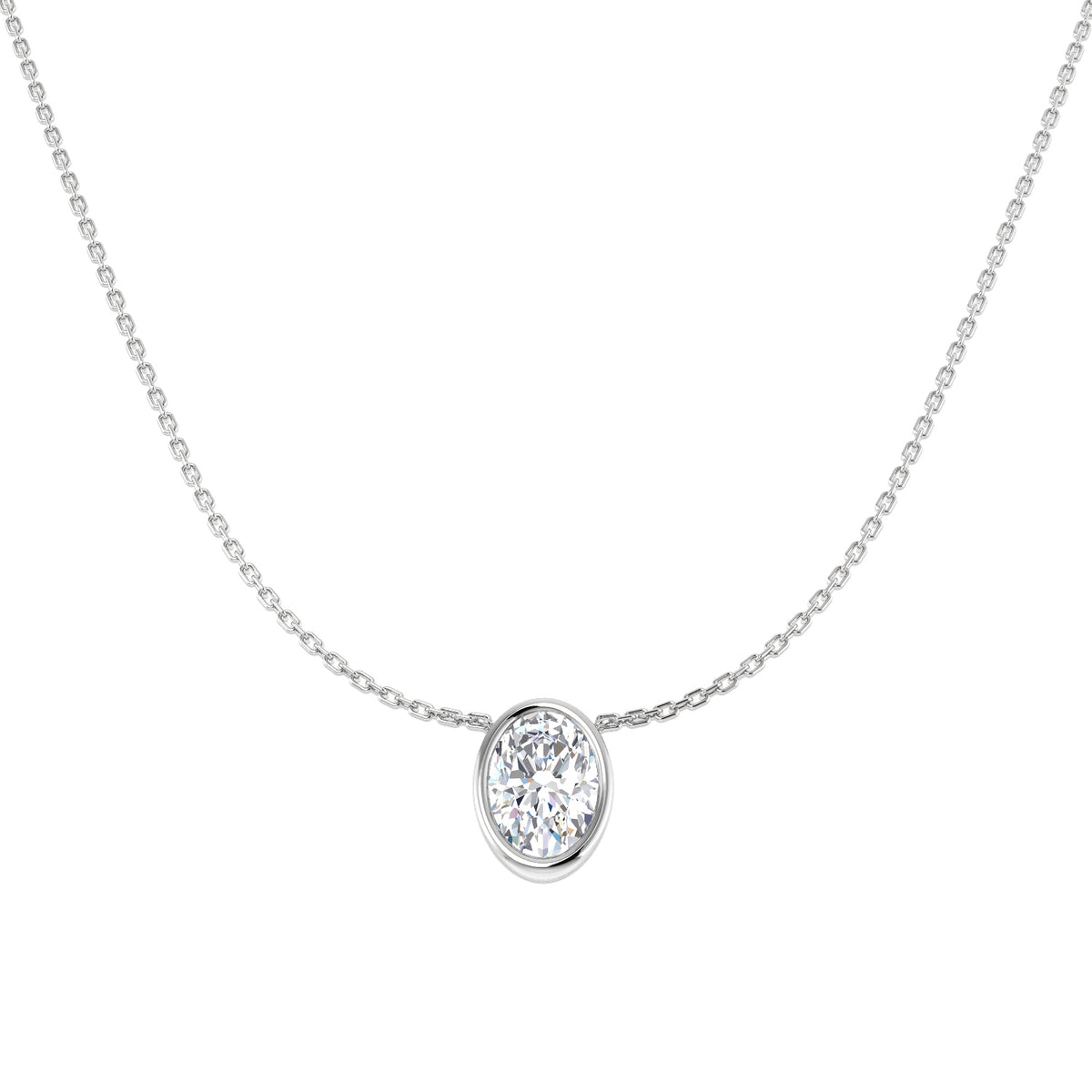 9ct White Gold Oval Lab Grown Diamond Necklace 1