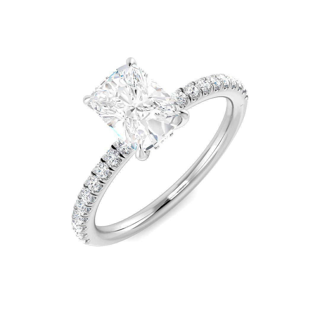 9ct White Gold Cushion Lab Grown Diamond Ring 1