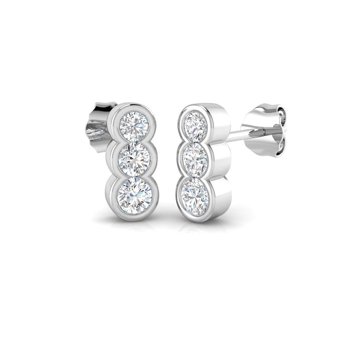 9ct White Gold Round Lab Grown Diamond Earrings 1