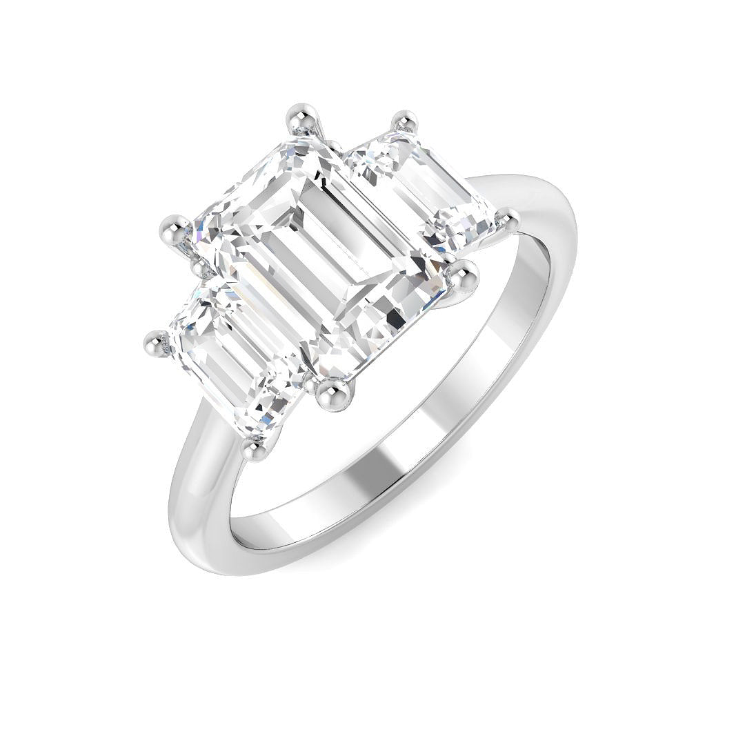 9ct White Gold Emerald Cut Lab Grown Diamond Ring 1