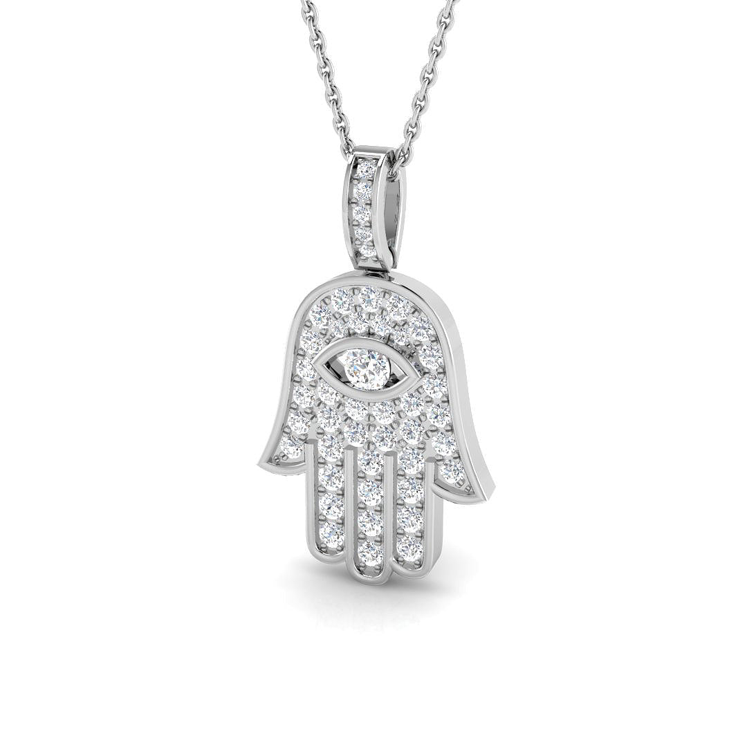 9ct White Gold Round Lab Grown Diamond Pendant 1