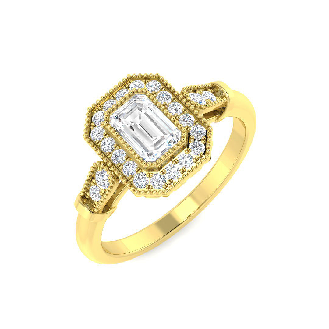 9ct Yellow Gold Emerald Cut Lab Grown Diamond Ring 1