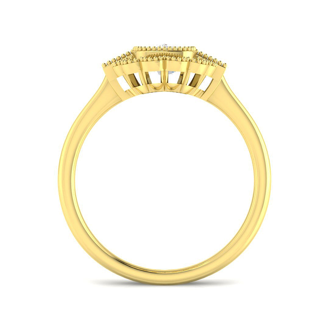9ct Yellow Gold Baguette and Cushion Cvd Old Cut and Lab Grown Diamond Ring 2