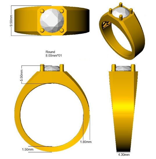 9ct Yellow Gold Round Lab Grown Diamond Ring 3