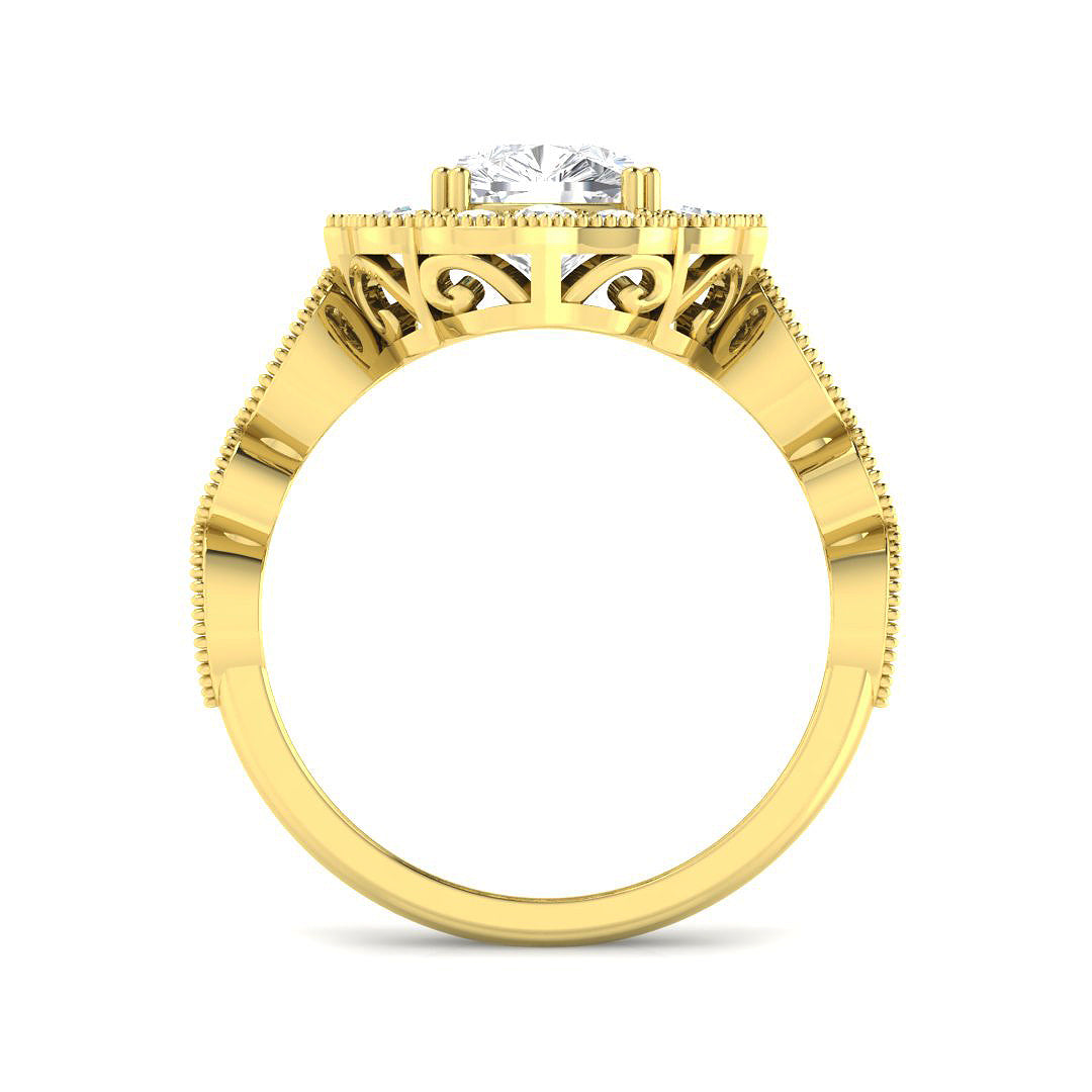 9ct Yellow Gold Cushion Cvd Old Cut Ring 2