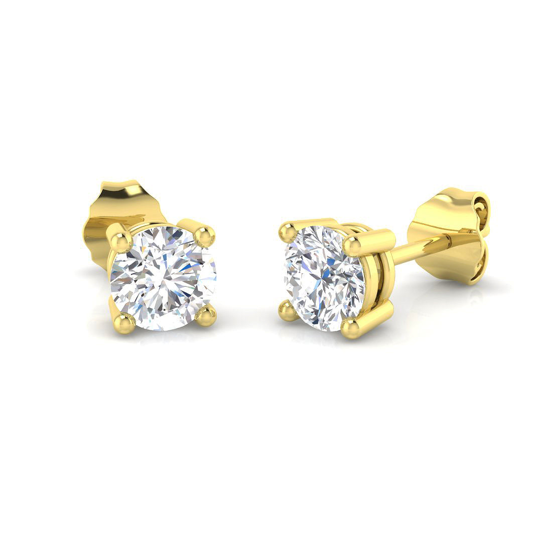 9ct Yellow Gold Round Lab Grown Diamond Earrings 1